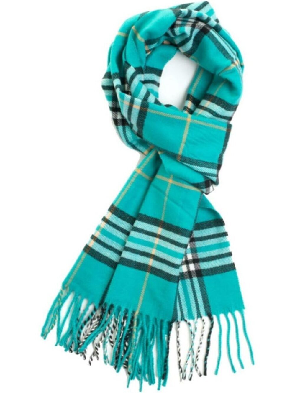 Unisex Turquoise Plaid Plum Feather Super Soft Luxurious Cashmere Scarf